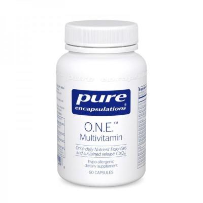 o.n.e. multivitamin by pure encapsulations. certified lab tested and shipped on ice for no additional charge through noble supplements.