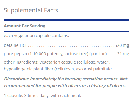 Betaine HCl Pepsin (#250 capsules)